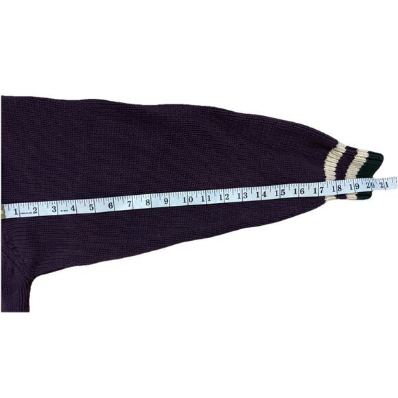 Vtg GAP V Neck Cable Knit Sweater Pullover Tennis Style Purple-Green-White XL - Picture 4 of 7